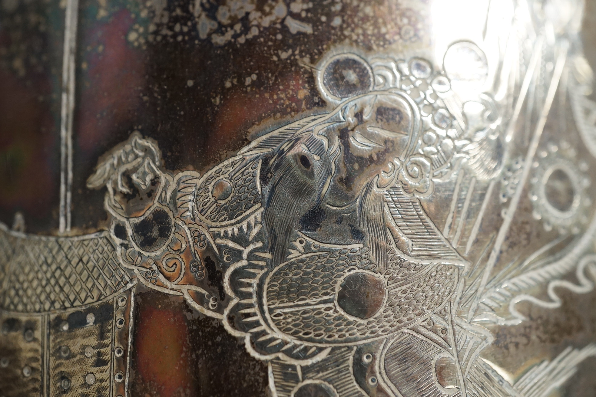 A pair of Chinese silver ‘immortals’ vases, late 19th century
